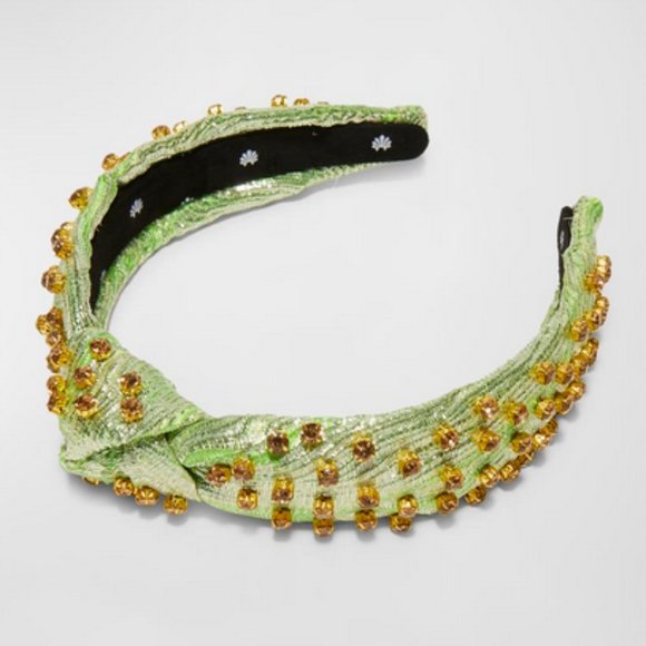 Lele Sadoughi Embellished Brocade Slim Knotted Headband in Parakeet NWT
